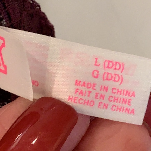Pink Victoria Secret maroon purple lacy bralette under wire bra razor back DD - Picture 4 of 7
